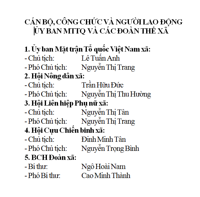cbcc mt và các đoàn thể